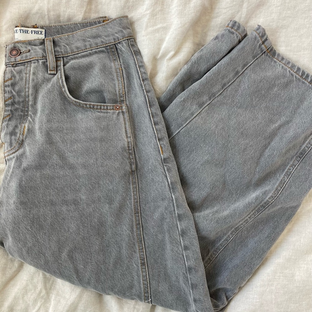 Free People We The Free Gray Barrel Jeans